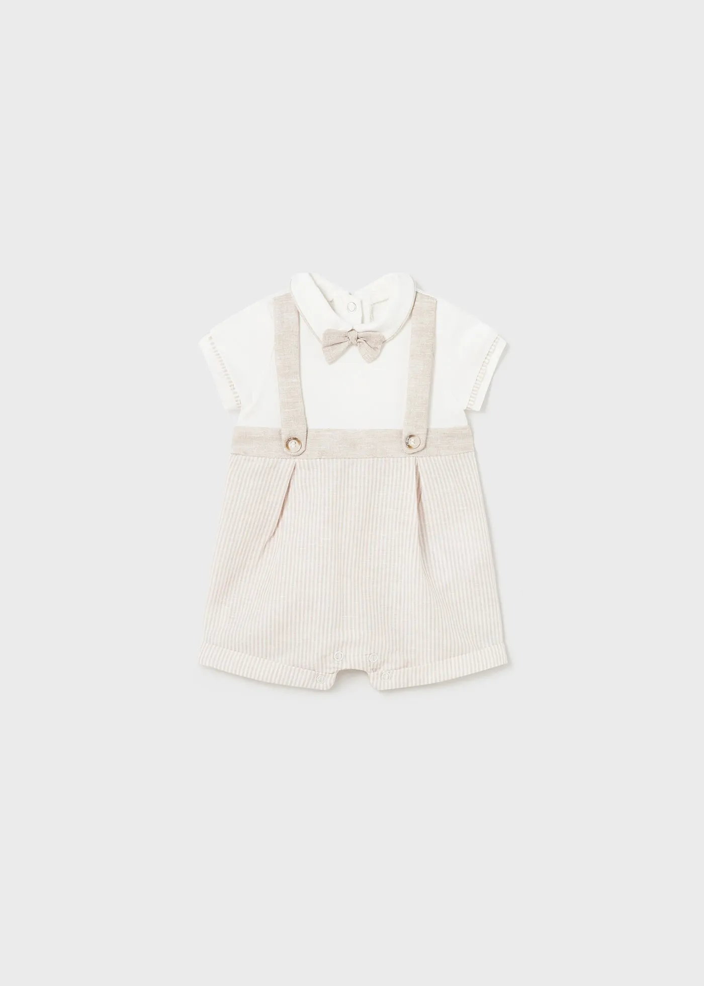 1636 - Romper w/suspender for newborn boy - Linen