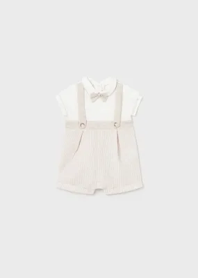 1636 - Romper w/suspender for newborn boy - Linen