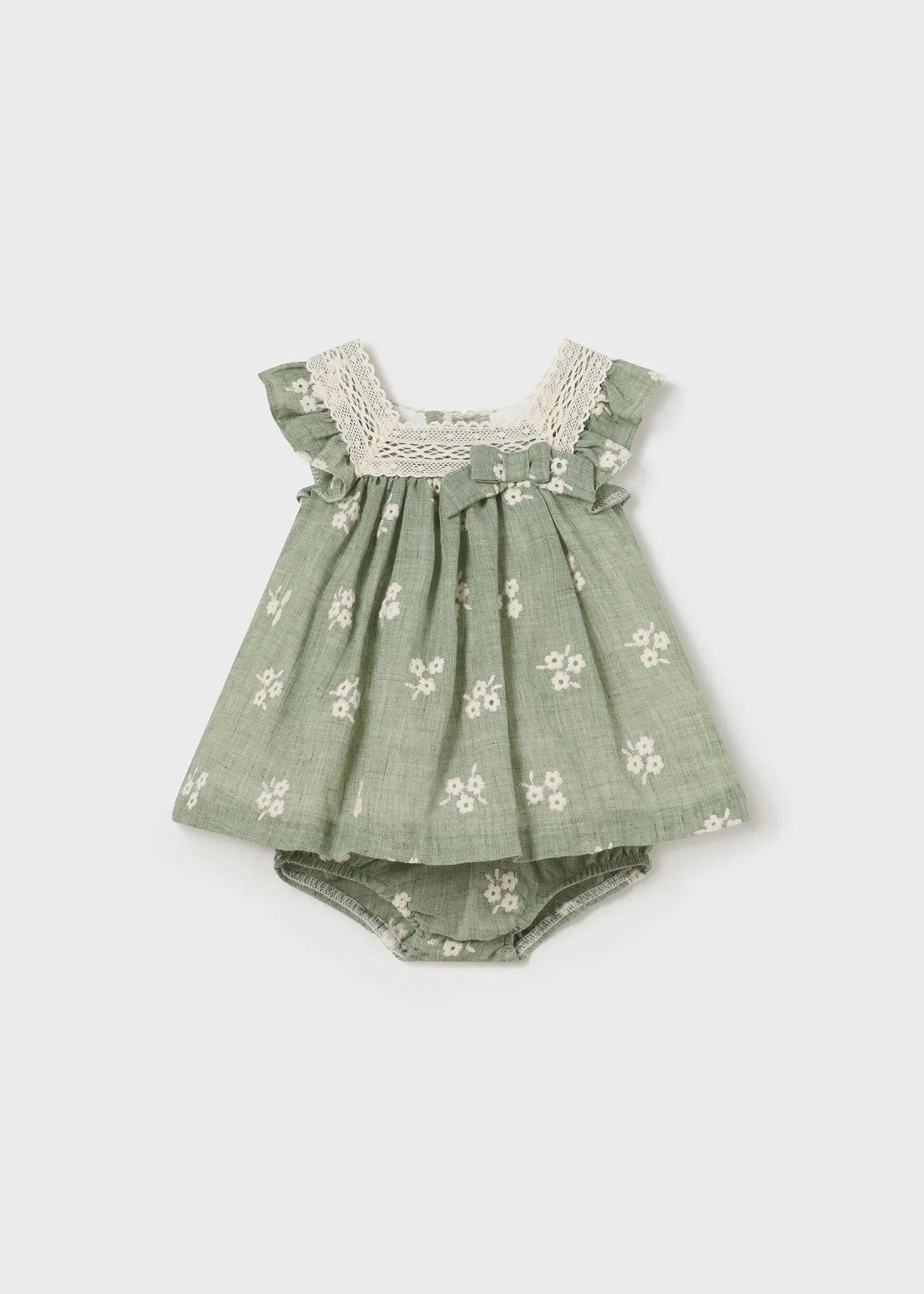 1827 - Embroidered dress for newborn girl - Eucalyptus