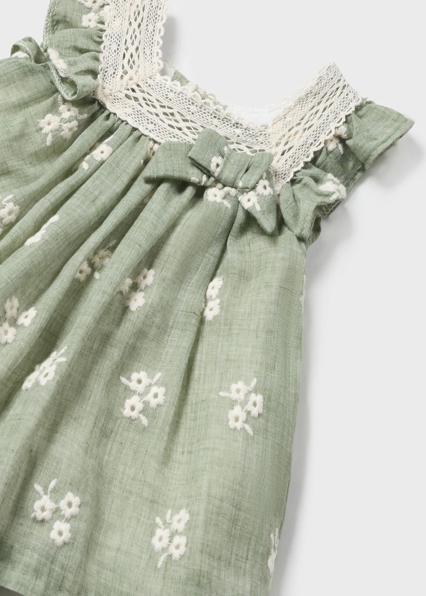 1827 - Embroidered dress for newborn girl - Eucalyptus