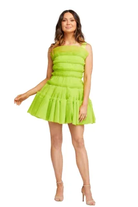 AJE Jacinto Pleated Mini Dress (Citrus Green)- RRP $595