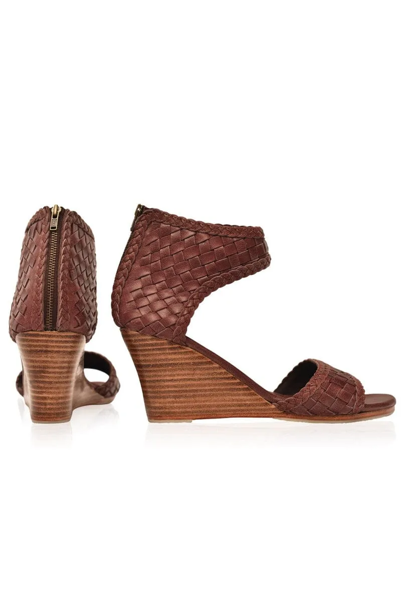 Athena Leather Wedges in Vintage Brown