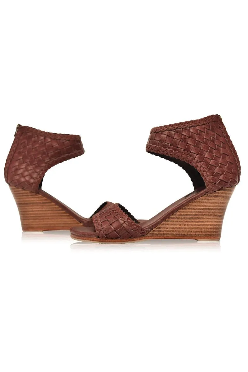 Athena Leather Wedges in Vintage Brown