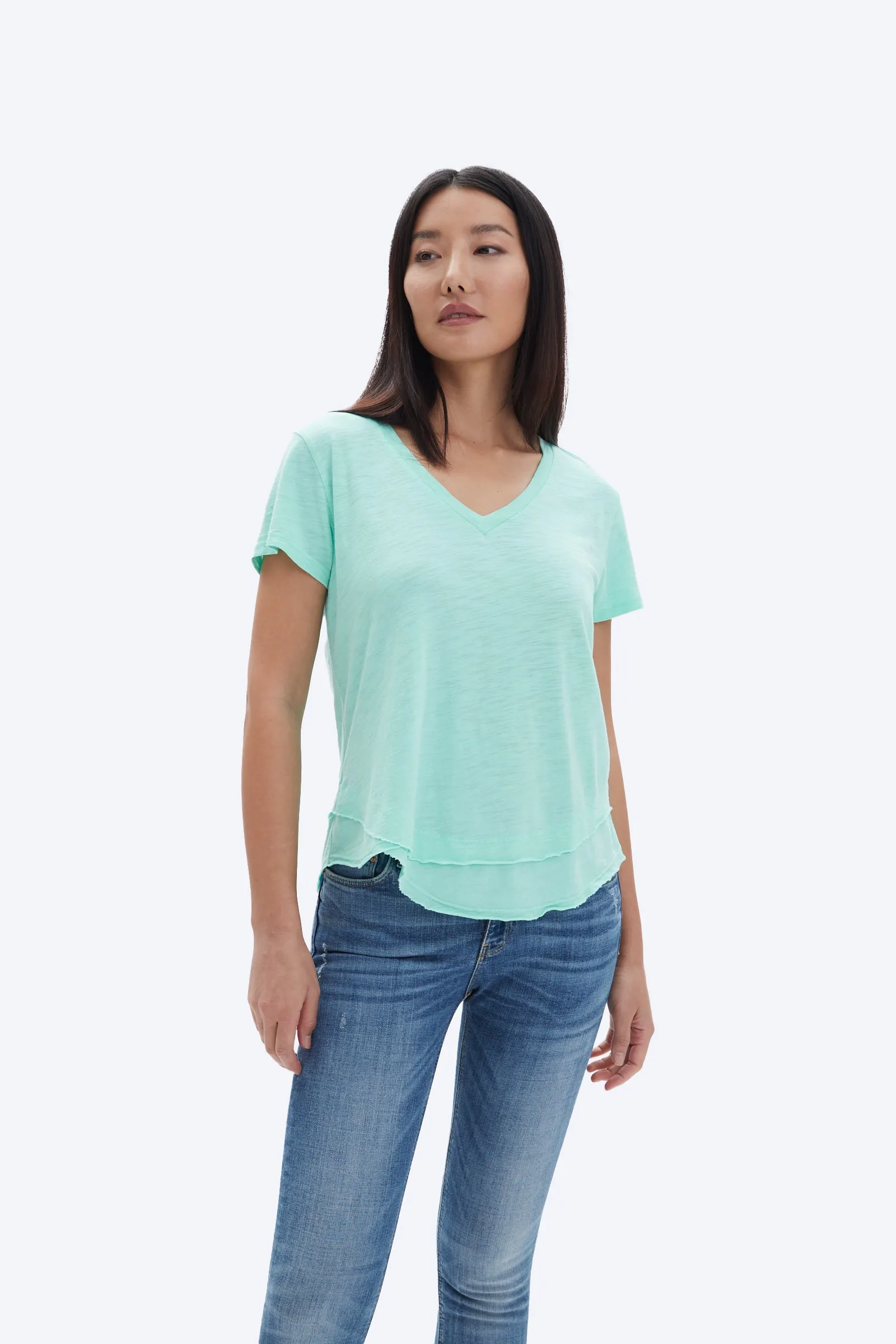 AVA V-NECK MOCK LAYER T-SHIRT