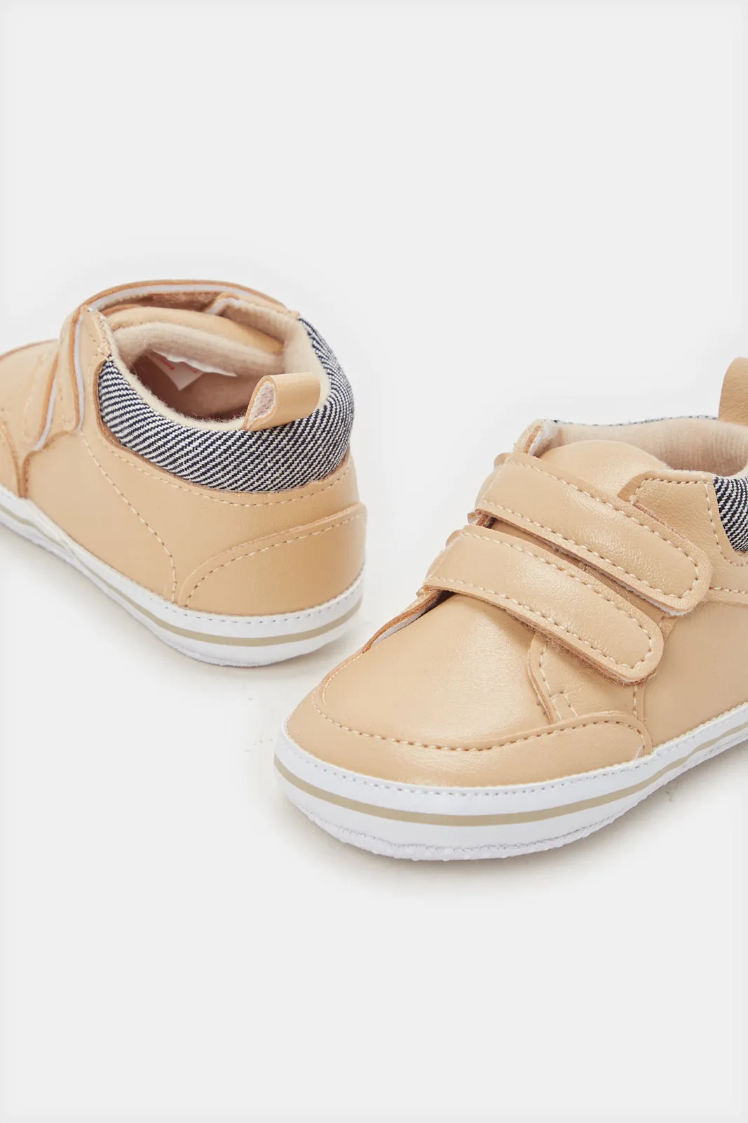 Baby Beige Velcro Pram Shoes