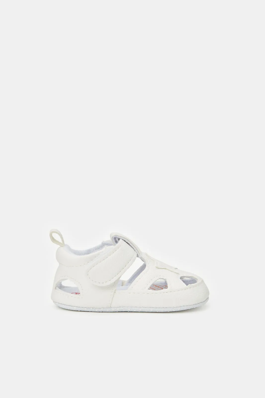 Baby White Velcro Strap Pram Shoes