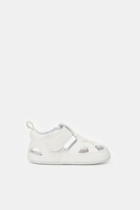 Baby White Velcro Strap Pram Shoes