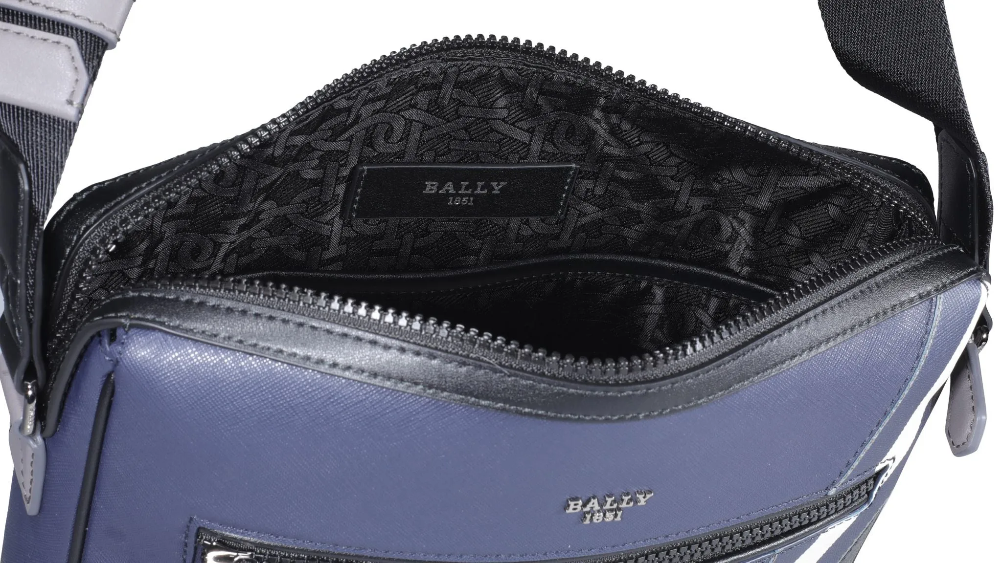 Bally Logo Stripe Zipped Messenger Bag