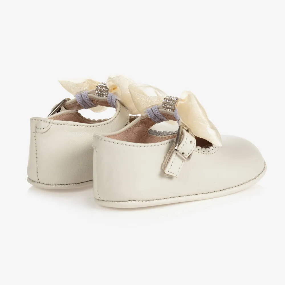 Beige Matte Leather Baby Shoes