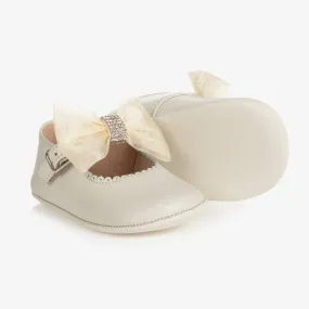 Beige Matte Leather Baby Shoes