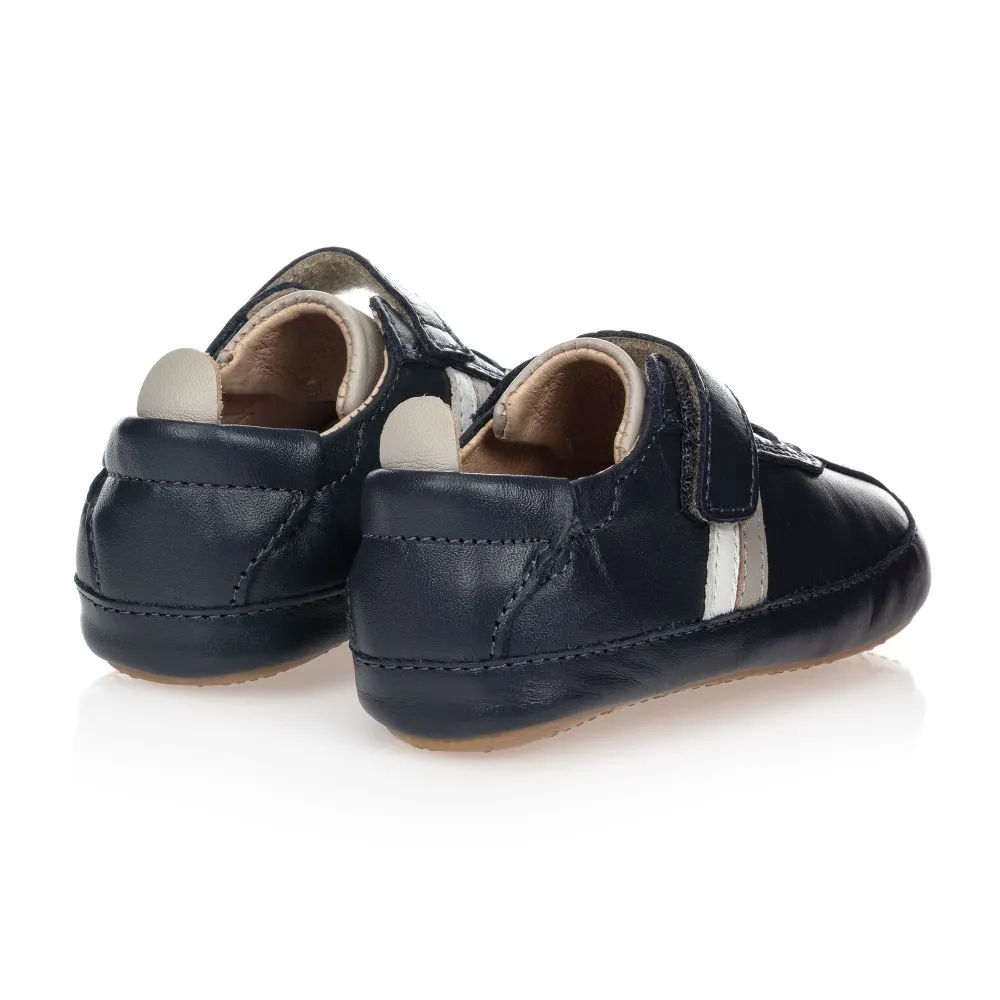 Blue Leather Baby Shoes