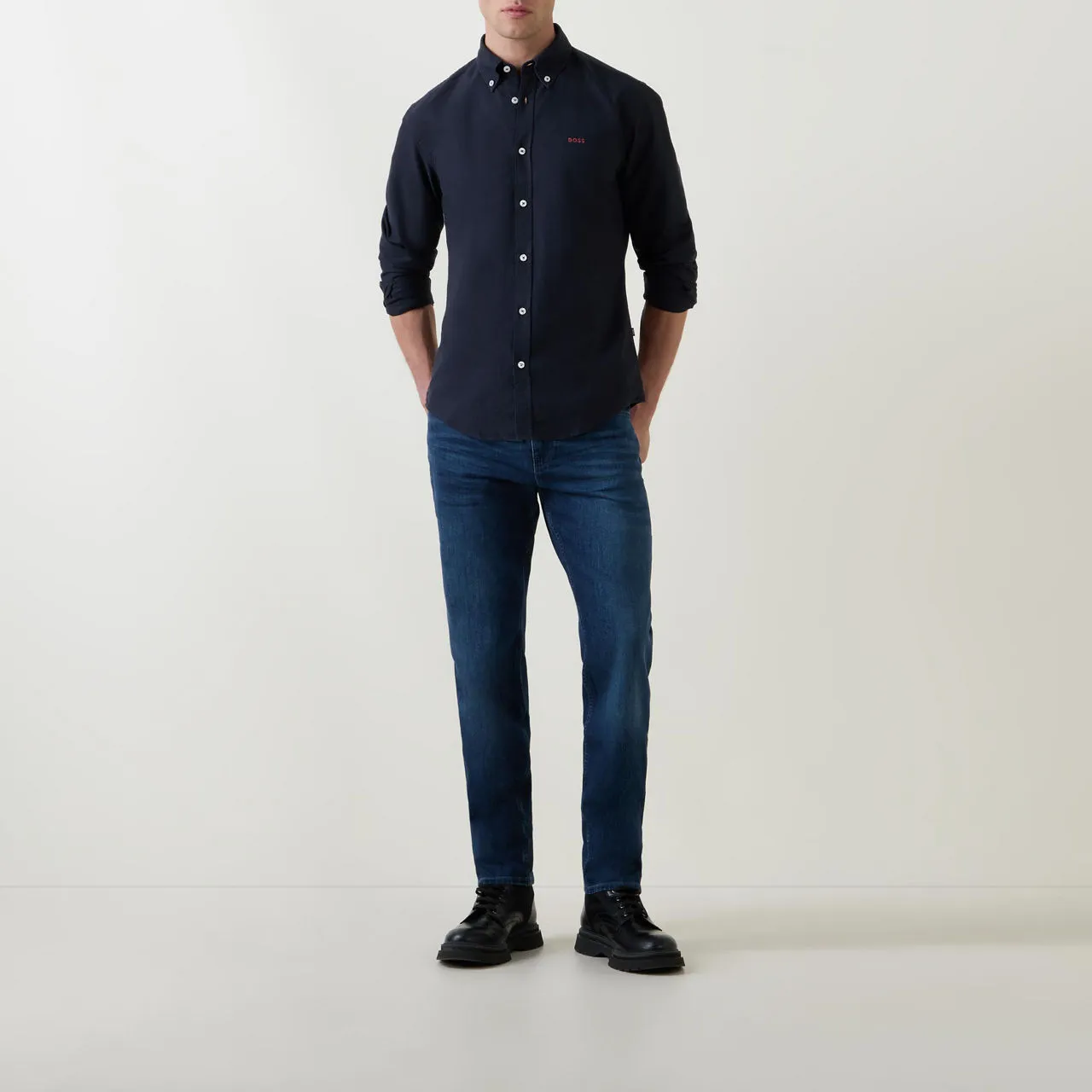 BOSS The Sustainable Edit Roan Logo Casual Shirt - Navy