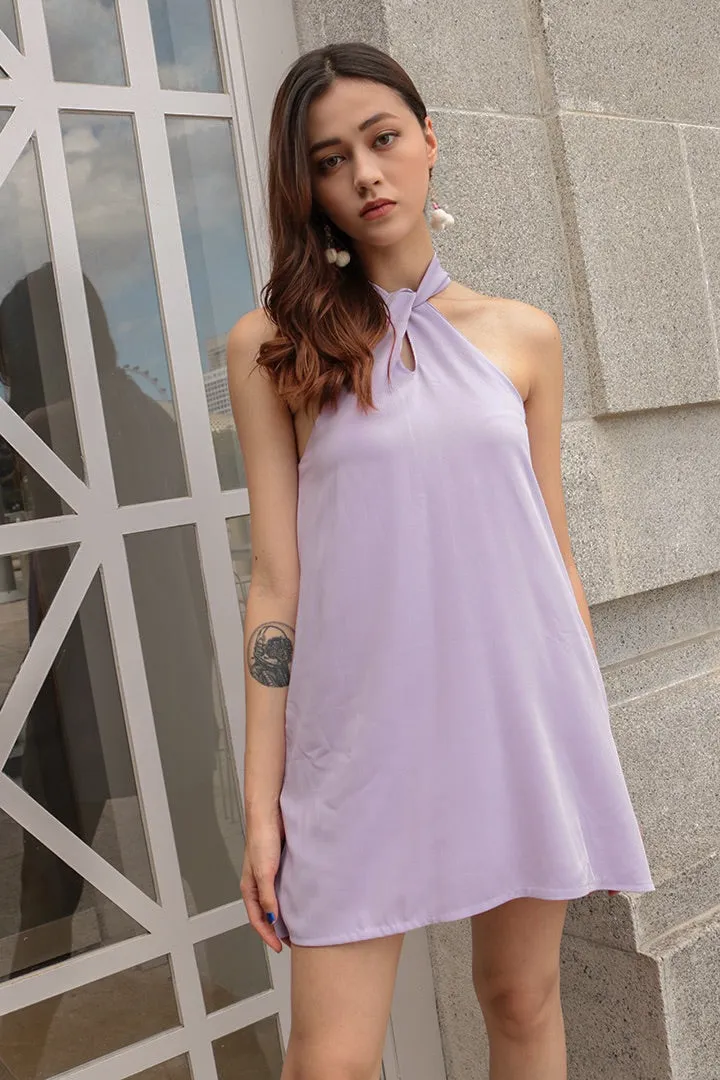 BUBBLEGUM HALTER BASIC DRESS (LILAC)