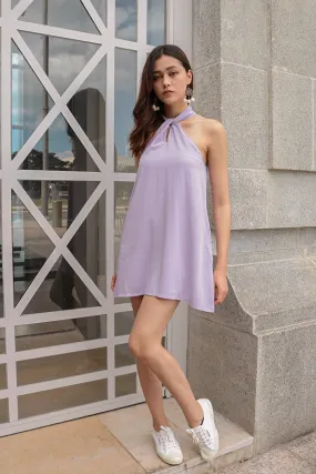 BUBBLEGUM HALTER BASIC DRESS (LILAC)