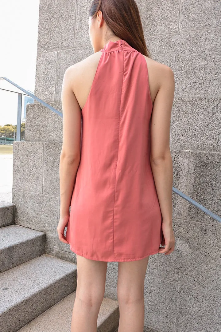 BUBBLEGUM HALTER BASIC DRESS (ROSE TAUPE)