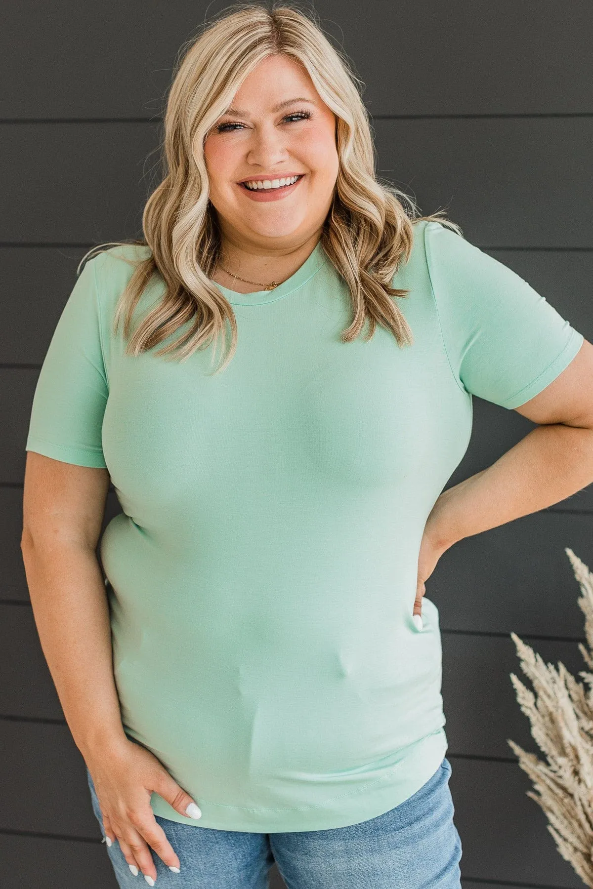 Casual Crush Short Sleeve Top- Mint Blue