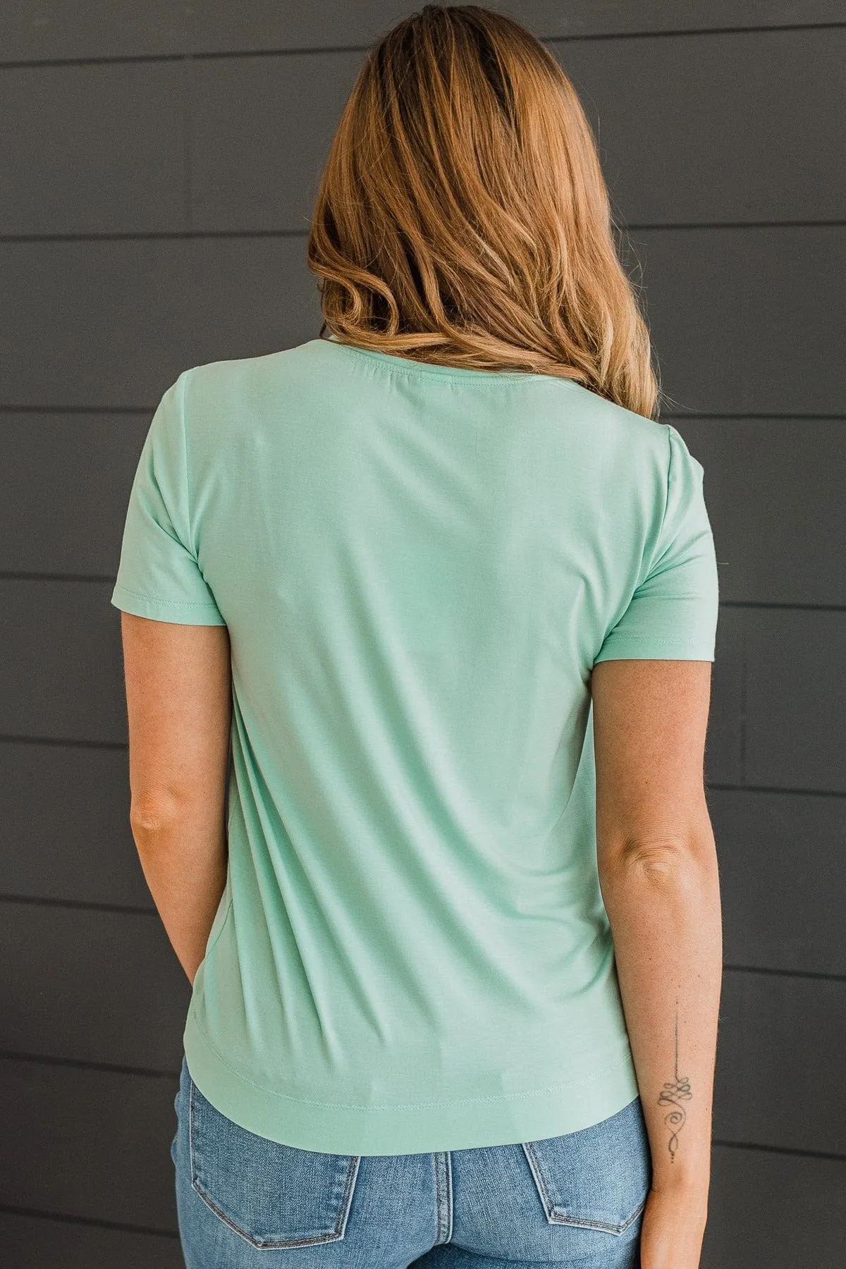 Casual Crush Short Sleeve Top- Mint Blue