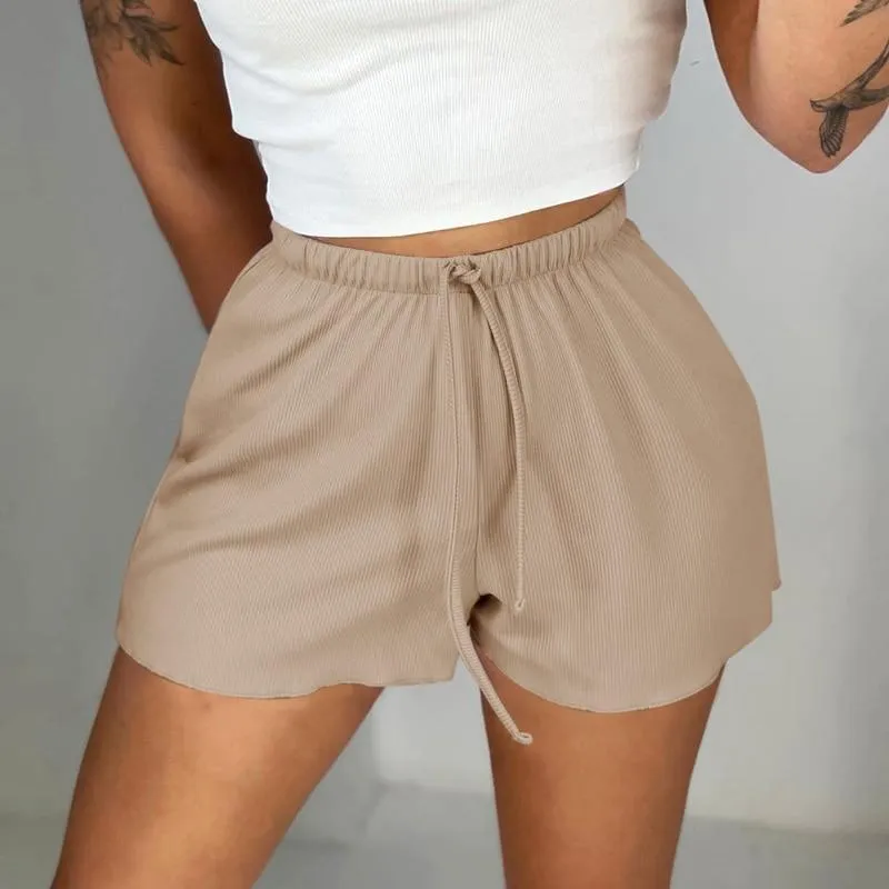 Casual Women's Solid Elastic Drawstring Loose Sportwear Shorts Sweatpants