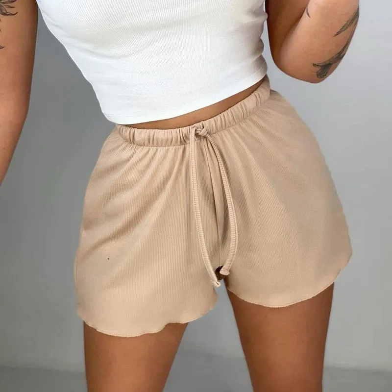 Casual Women's Solid Elastic Drawstring Loose Sportwear Shorts Sweatpants