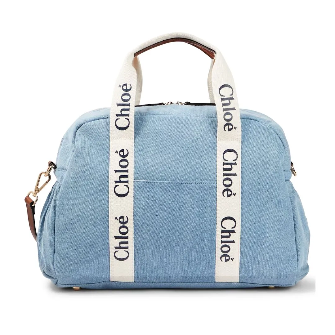 Chloe Bag Changing Nappy Bag Ivory-Denim Blue