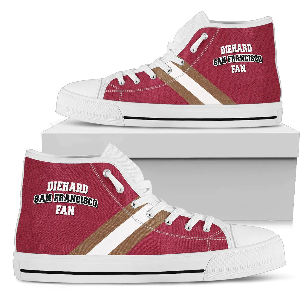 Diehard San Francisco Fan Sports High Top Shoes Red White