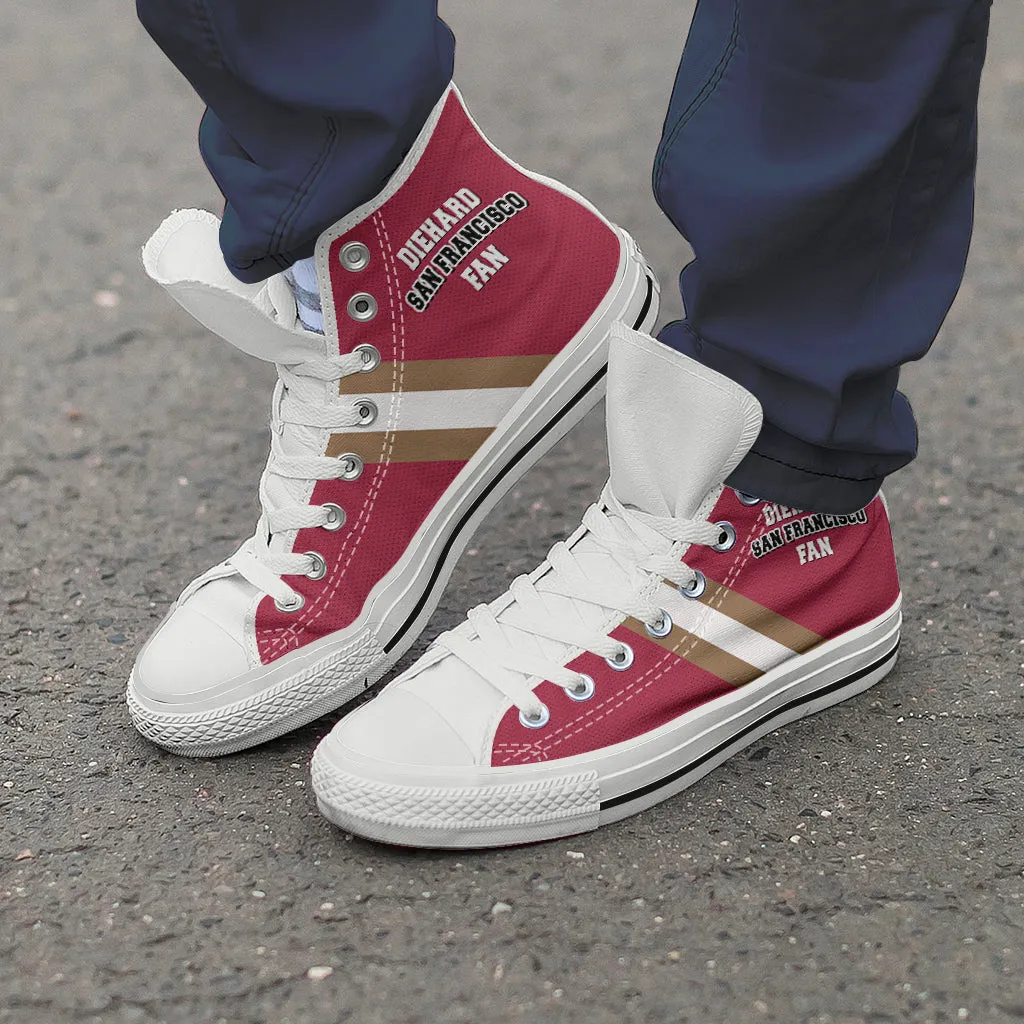 Diehard San Francisco Fan Sports High Top Shoes Red White