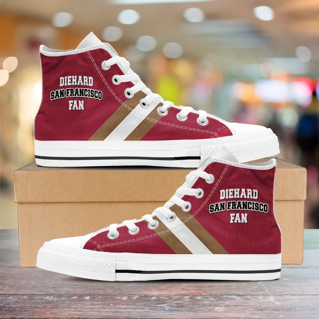 Diehard San Francisco Fan Sports High Top Shoes Red White