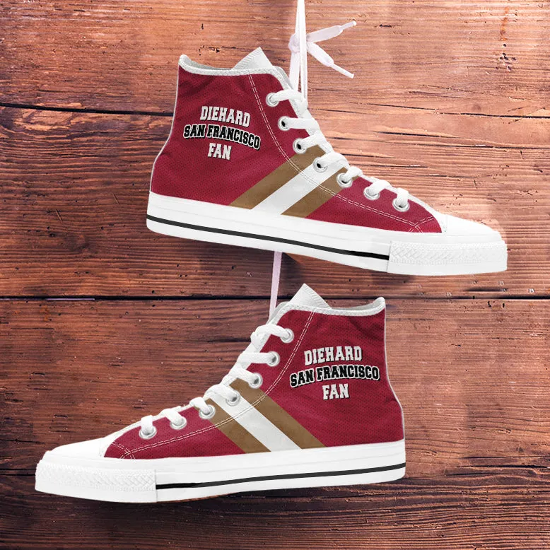 Diehard San Francisco Fan Sports High Top Shoes Red White