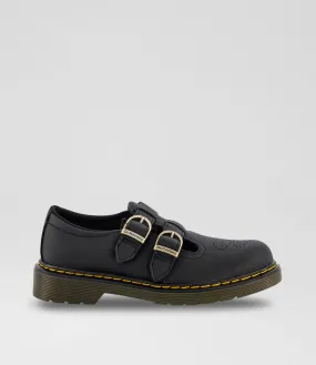 DR MARTEN 8065 Mary Jane Jnr Black Softy Leather Flat Shoes