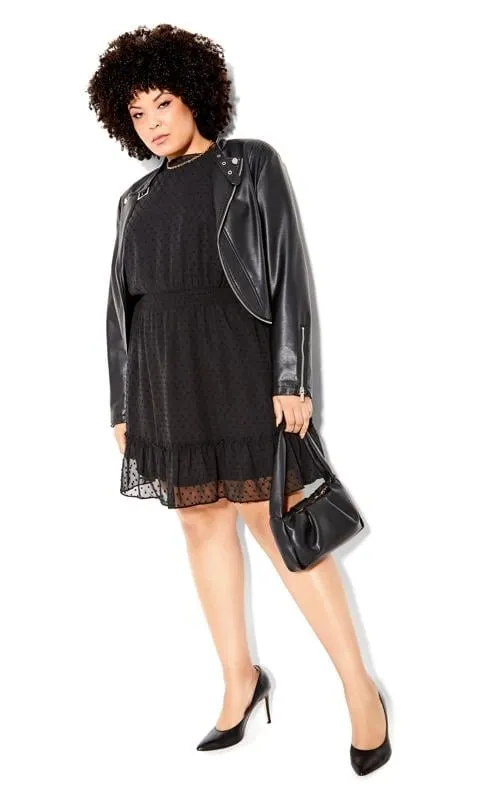 Evans Black Dobby Long Sleeve Mini Dress