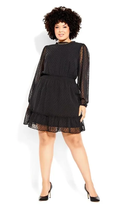 Evans Black Dobby Long Sleeve Mini Dress