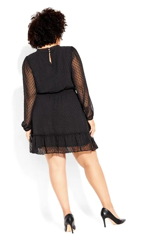 Evans Black Dobby Long Sleeve Mini Dress