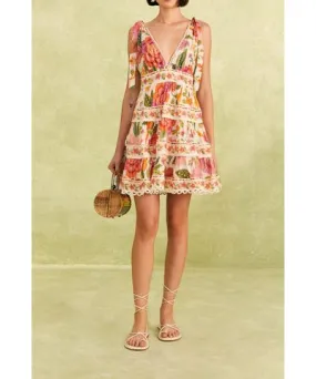 FarmRio Off-White Macaw Bloom Mini Dress