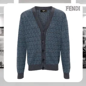 FENDI  |Linen Cotton Logo Luxury Cardigans