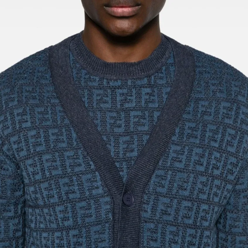 FENDI  |Linen Cotton Logo Luxury Cardigans