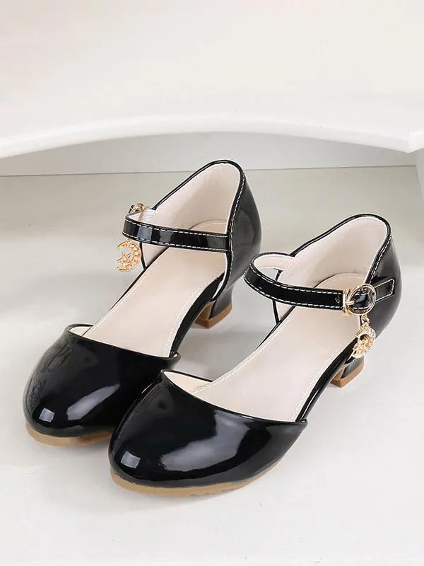 Flower Girl Shoes Black PU Leather Party Shoes For Kids