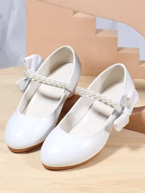 Flower Girl Shoes White PU Leather Rhinestones Party Shoes For Kids