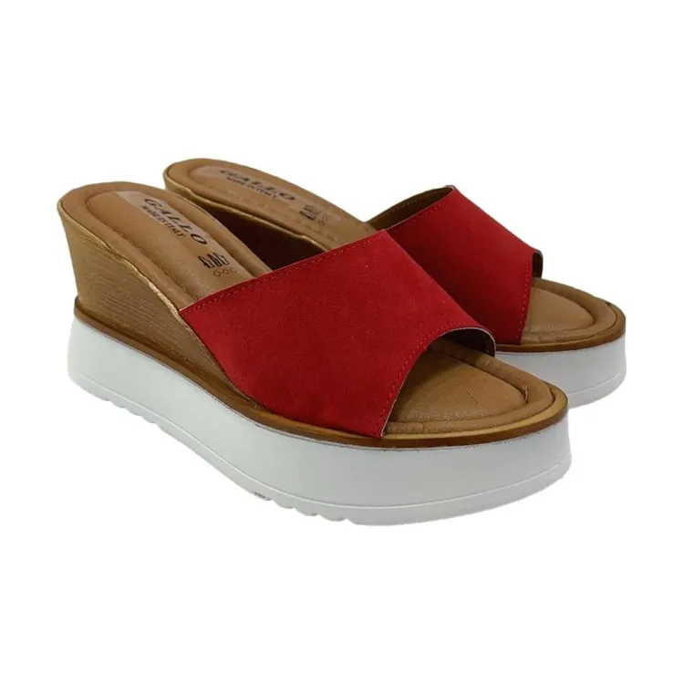 Gallo Shoes 101 Sandalo Donna Con Zeppa Alta Rosso