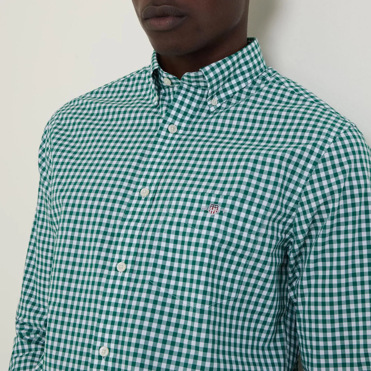 GANT Gingham Single-Cuff Casual Shirt - Green