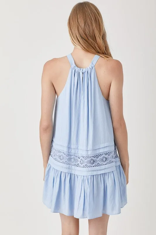 HALTER NECK TRIM LACE WITH FOLDED DETAIL DRESS