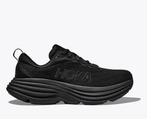 Hoka Women’s Bondi 8 Athletic Shoes- Black/Black **Wide Width**