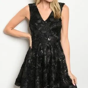 Holiday Party Black Mini Dress