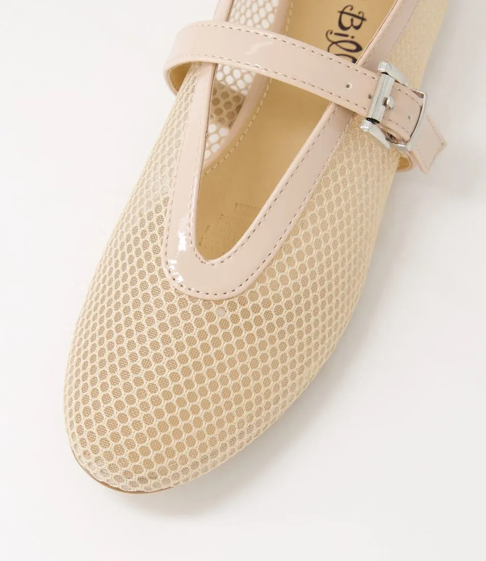 I LOVE BILLY Meshine Nude Patent Pu Mesh Flat Shoes