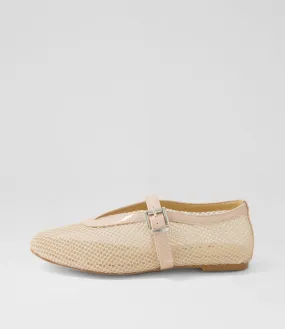 I LOVE BILLY Meshine Nude Patent Pu Mesh Flat Shoes