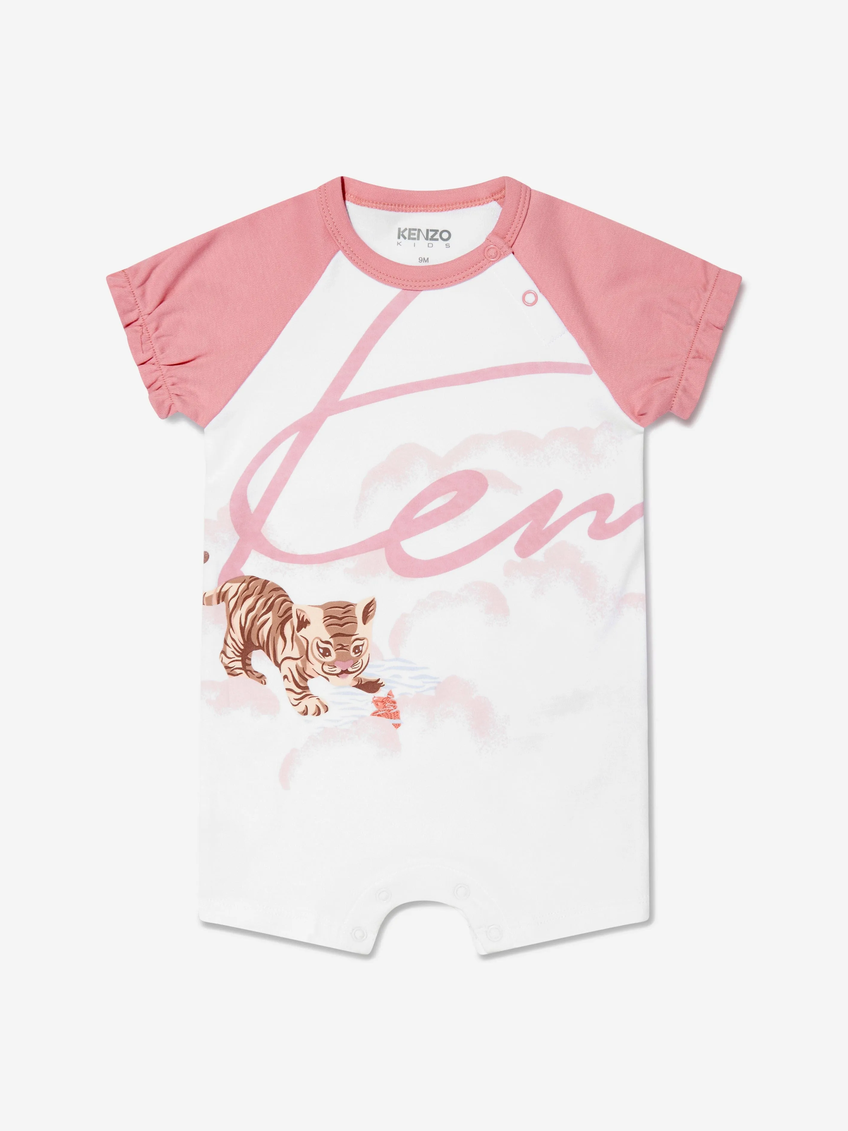 KENZO KIDS - Baby Girls Organic Cotton Tiger Romper in White | Childsplay Clothing