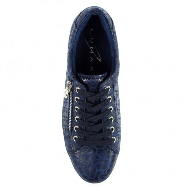 Ladies Lunar Shoes Charm Trainer Navy Laced side zip