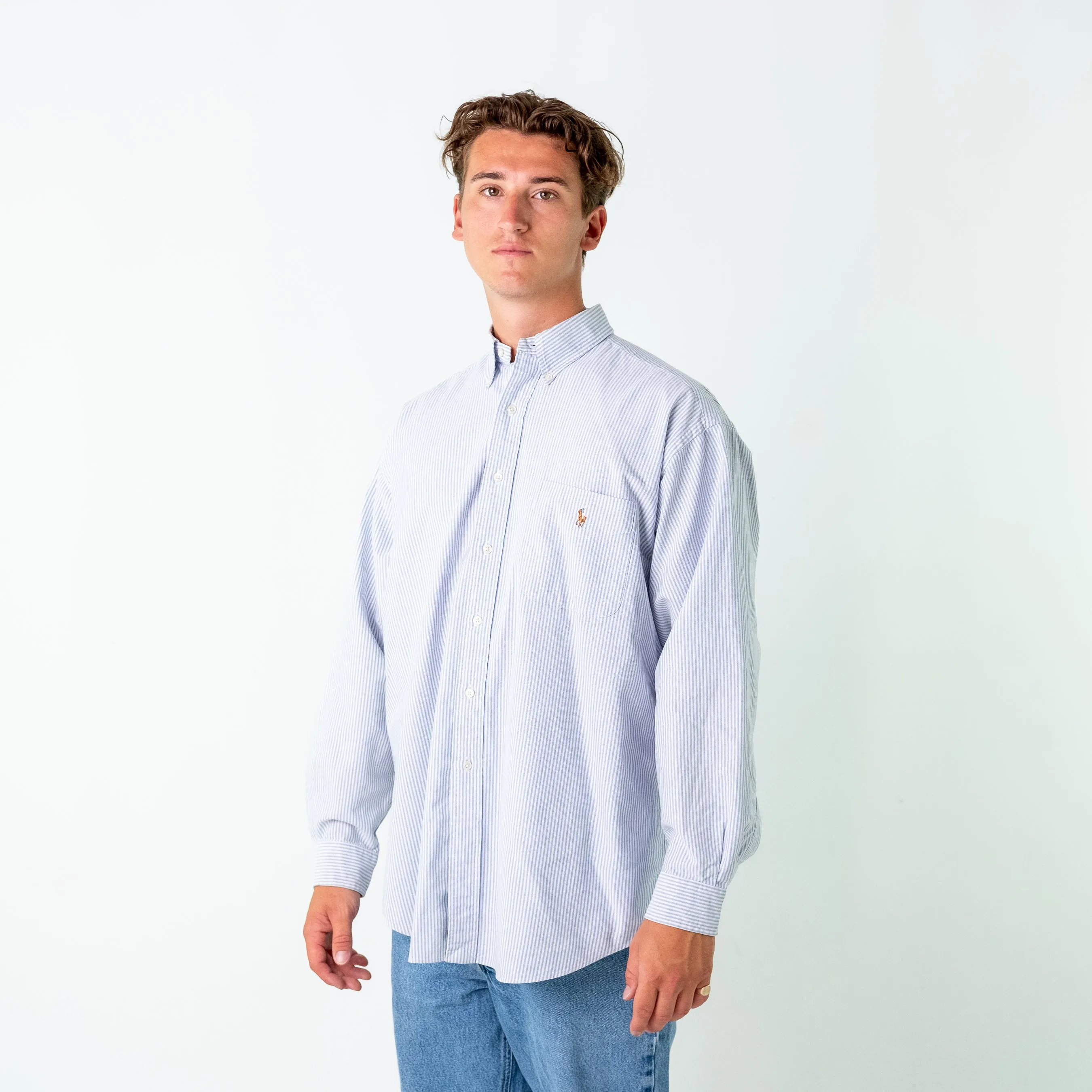 Light Blue 90s Polo Ralph Lauren Longsleeve Casual Shirt (L)