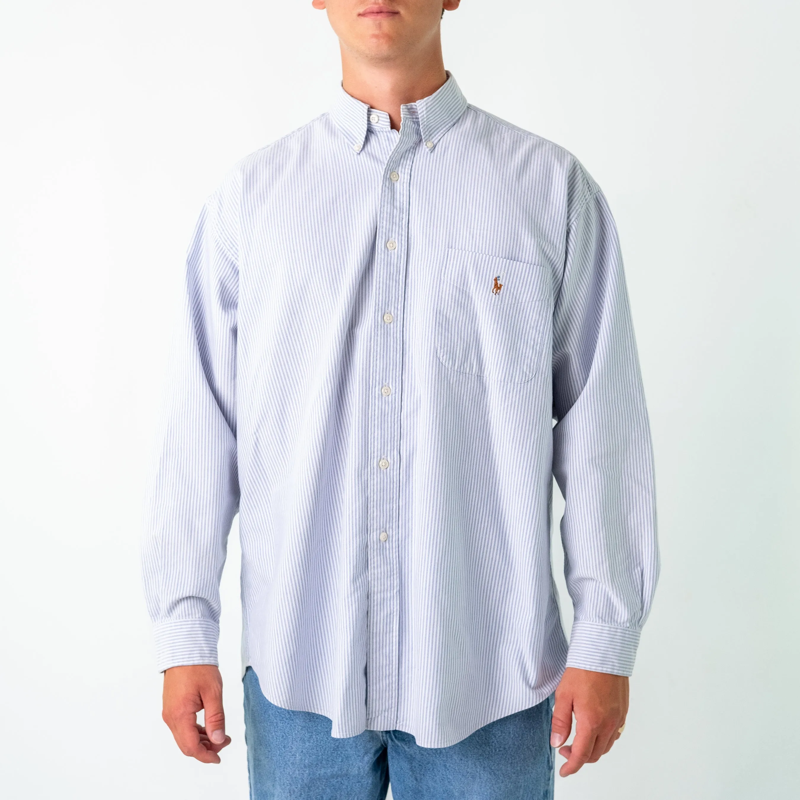 Light Blue 90s Polo Ralph Lauren Longsleeve Casual Shirt (L)