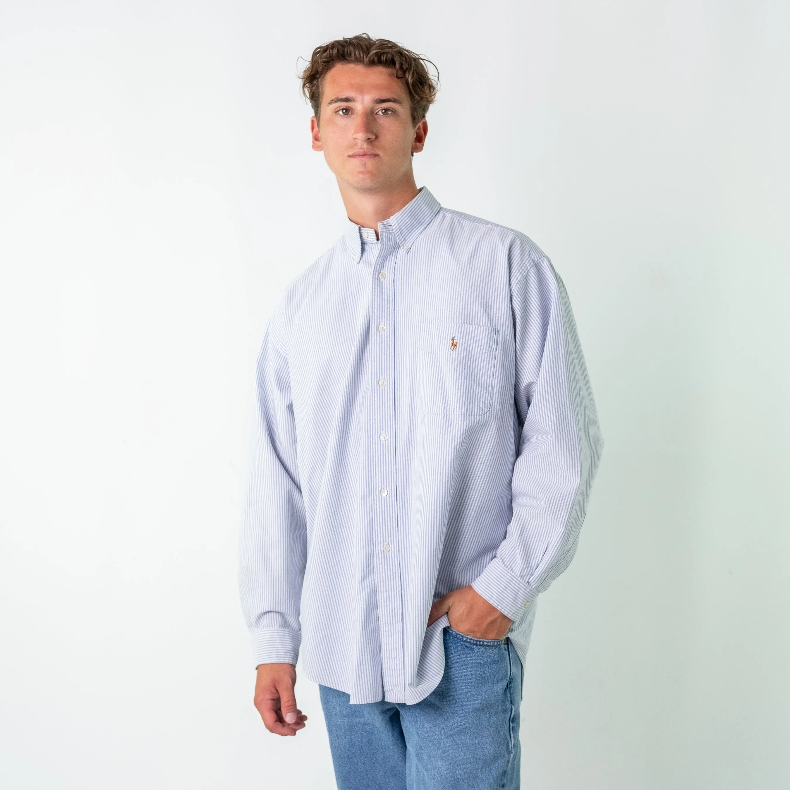 Light Blue 90s Polo Ralph Lauren Longsleeve Casual Shirt (L)