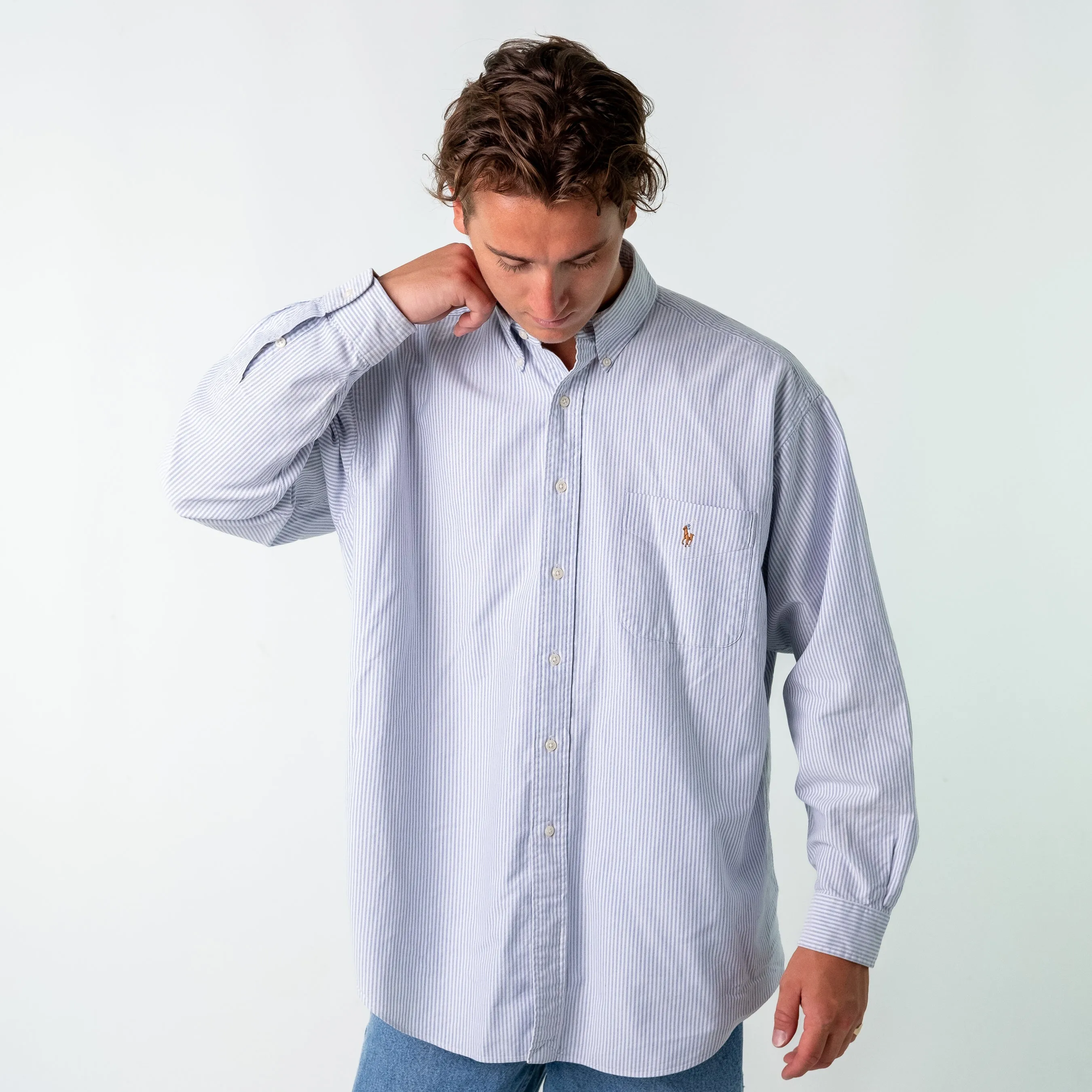 Light Blue 90s Polo Ralph Lauren Longsleeve Casual Shirt (L)